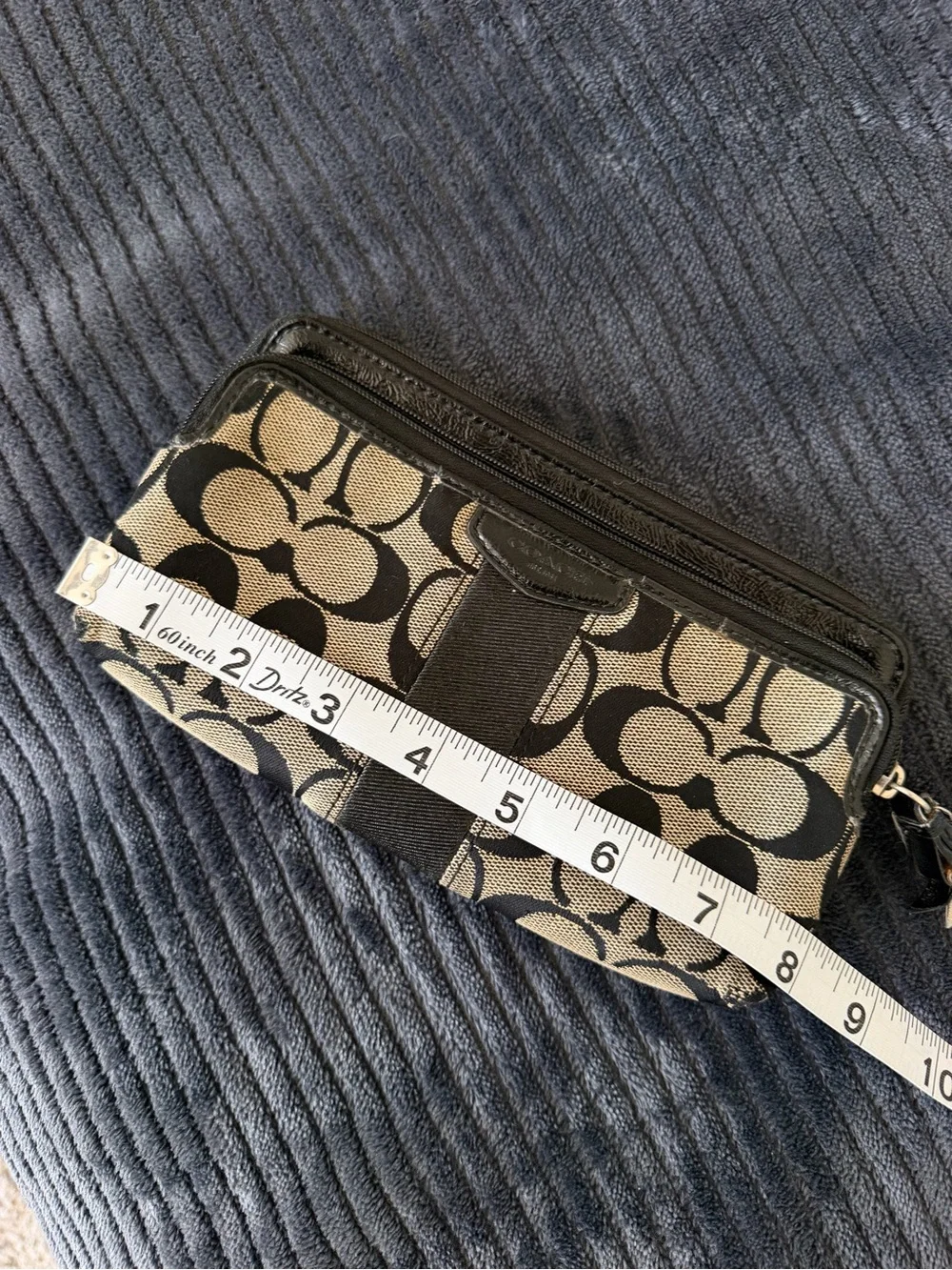 Coach Signature Double Zip Wristlet Clutch Wallet Black